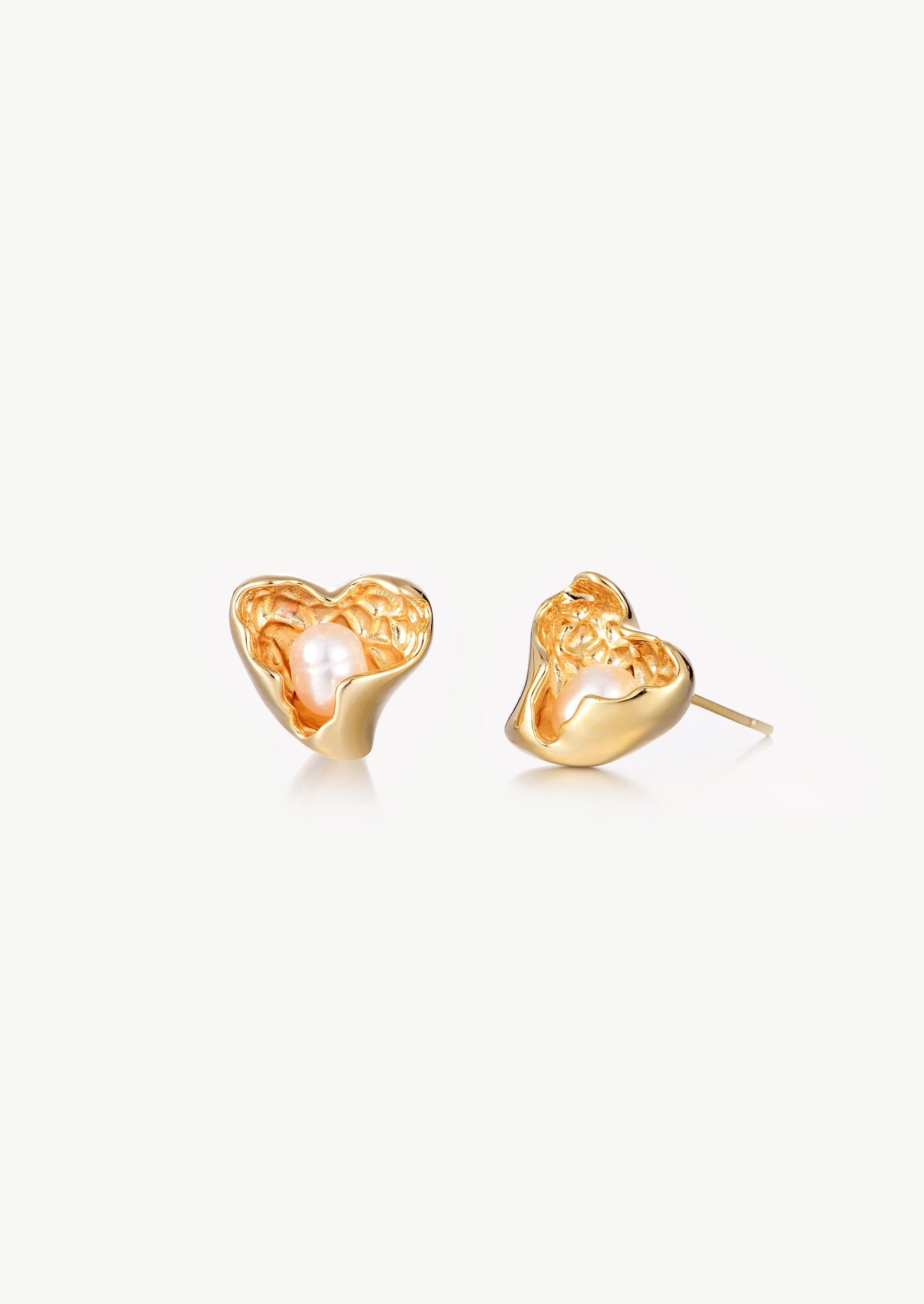 Heart Pearl Stud Earrings