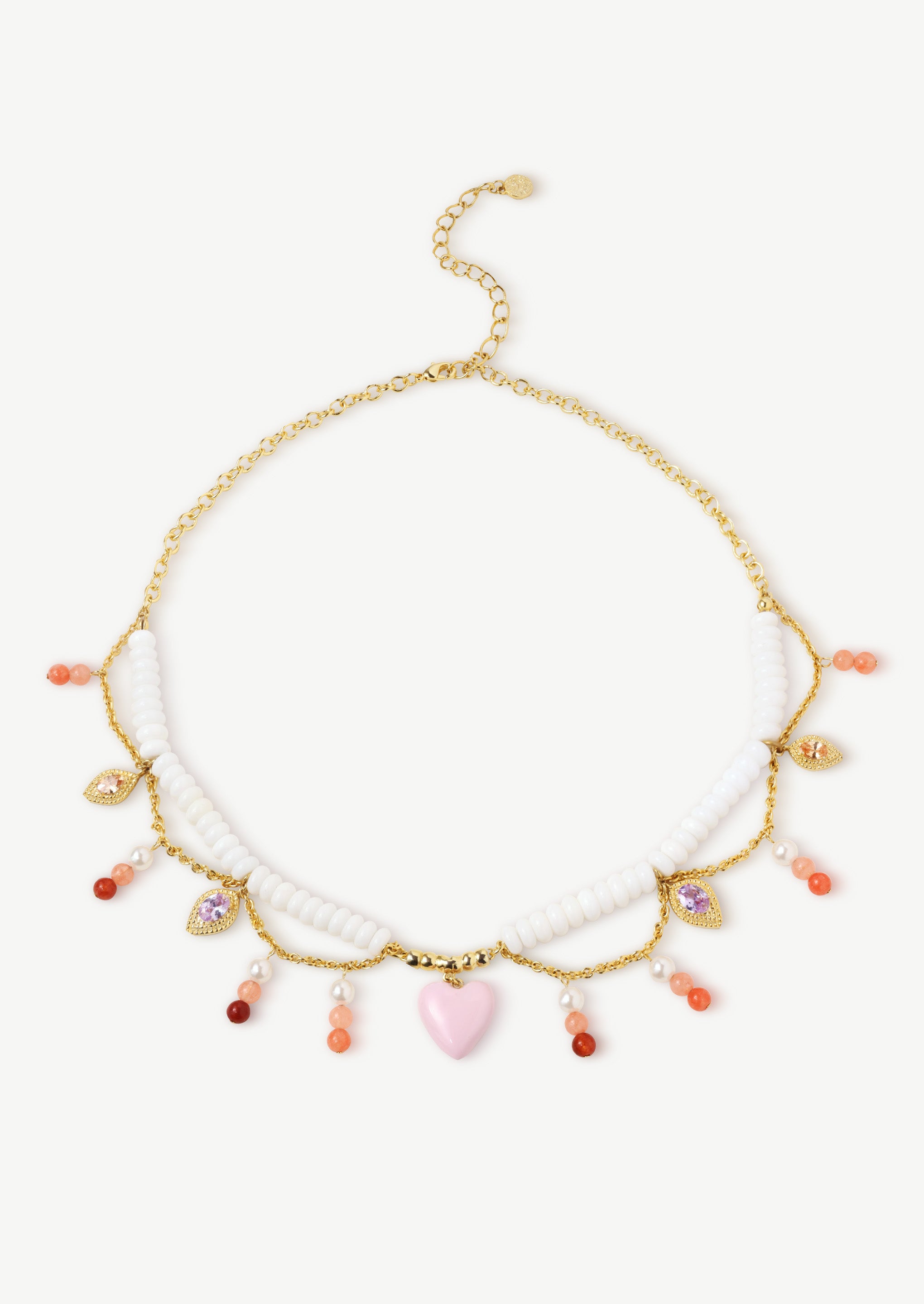 Heart Charm Beaded Necklace