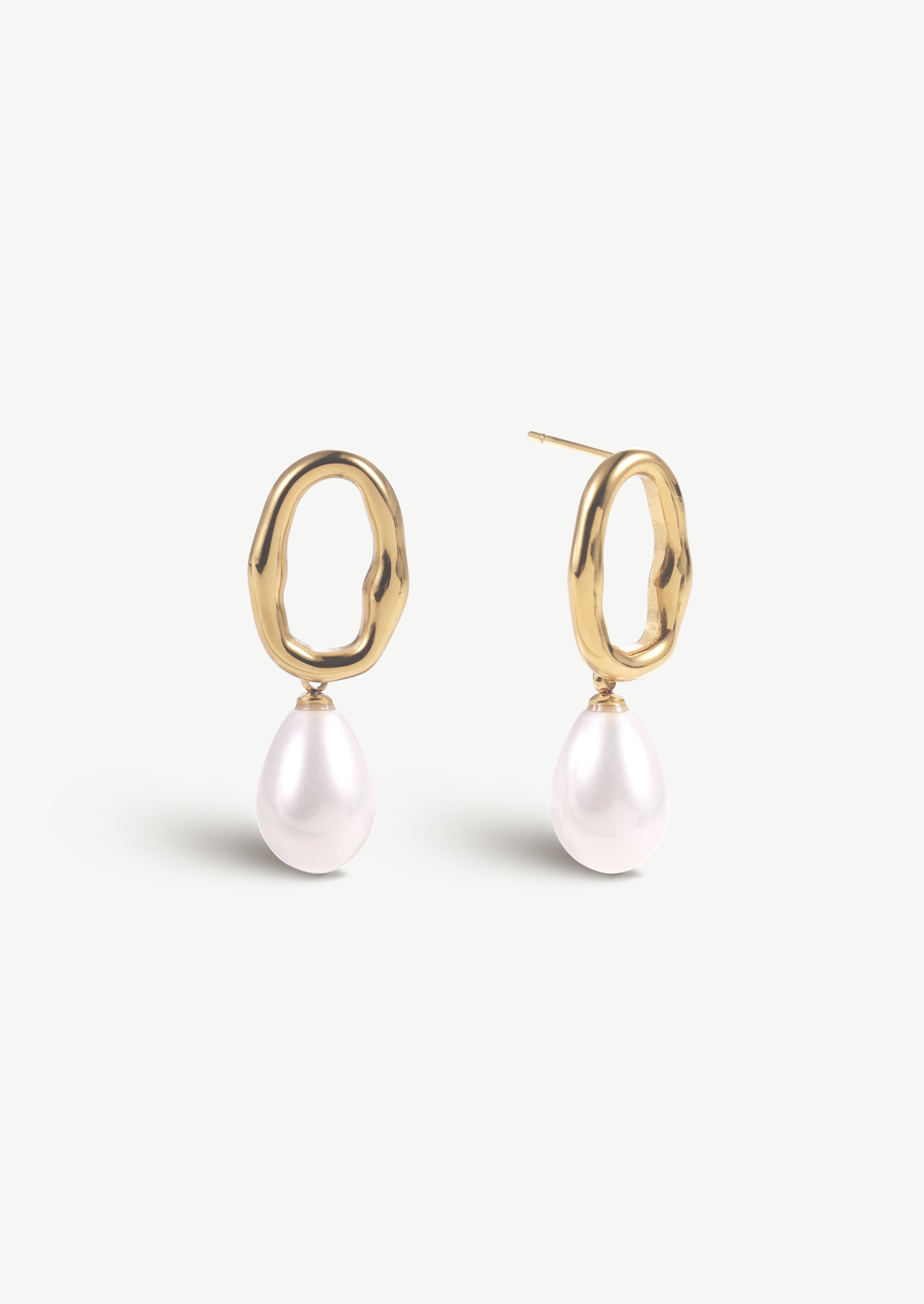 Pearl Hoop Drop Earrings