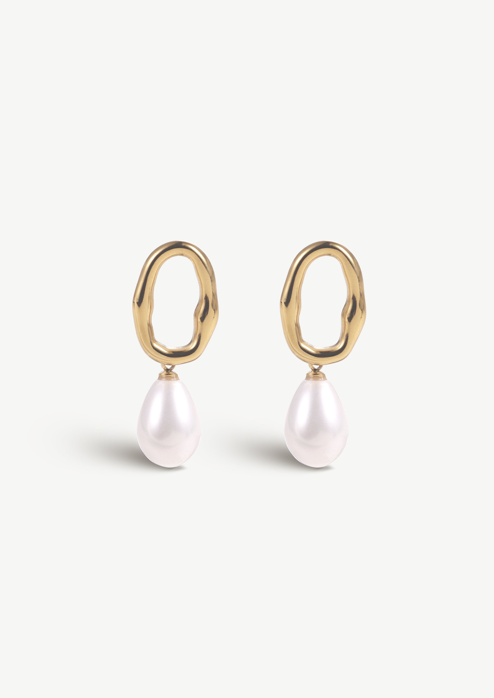 Pearl Hoop Drop Earrings