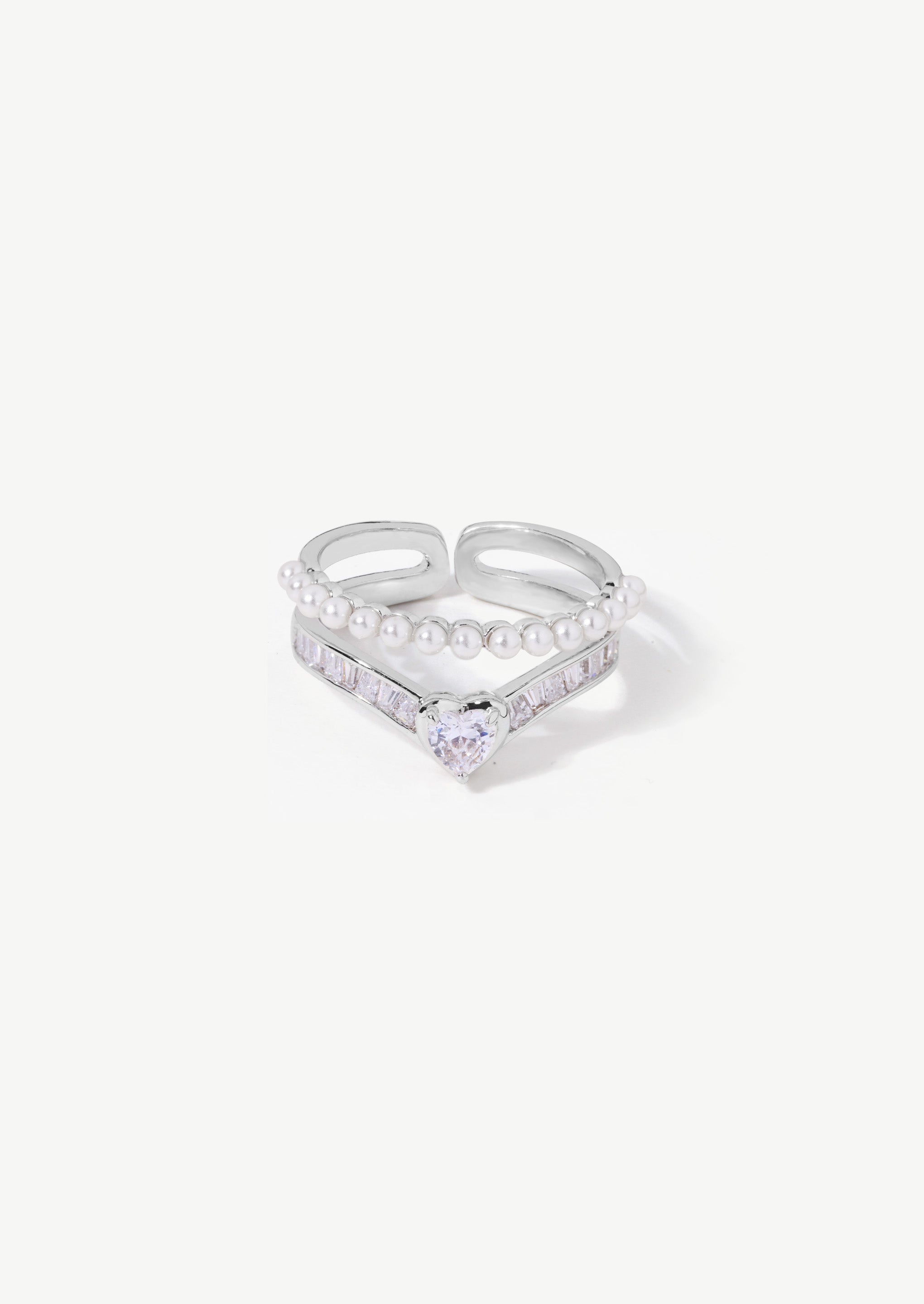 Double Pearl Heart Ring