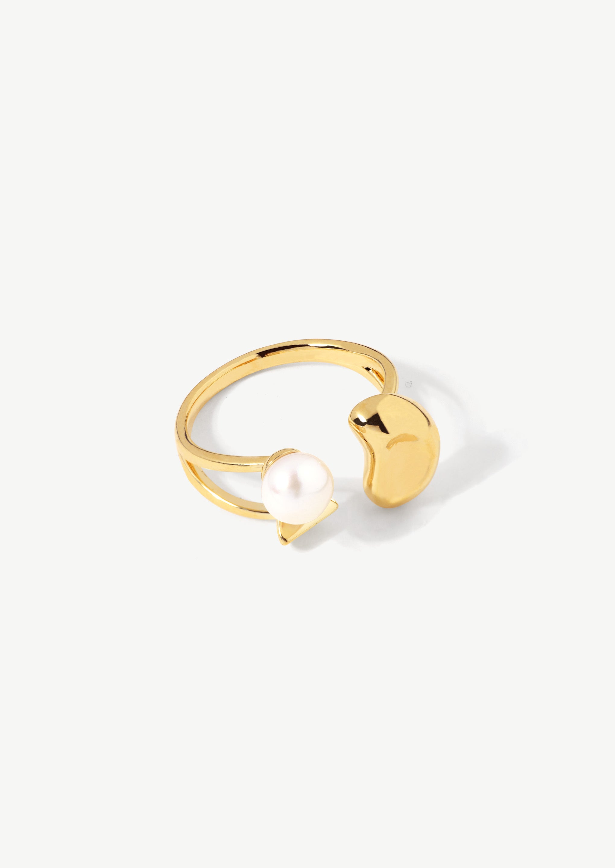 Crescent Moon Pearl Ring