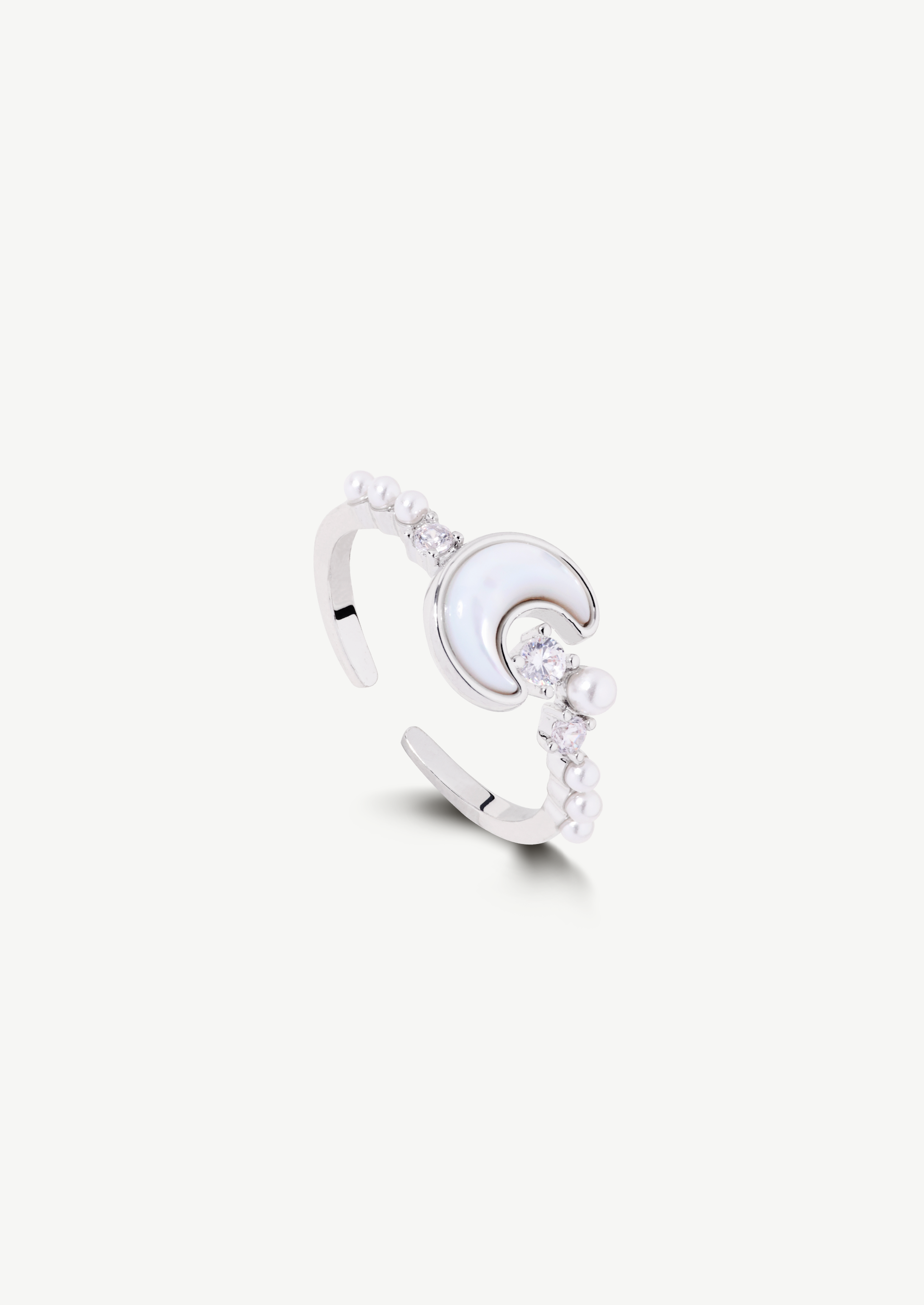 Crescent Moon Pearl Ring