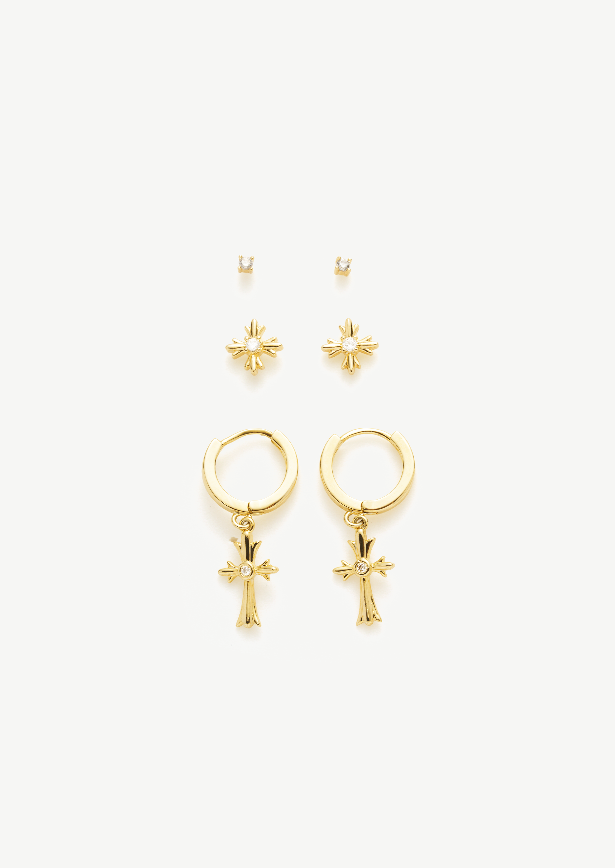 Cross Patonce Hoop Earring Set