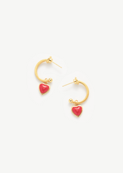 Heart Charm Hoop Earrings