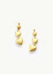 Triple Heart Drop Earrings