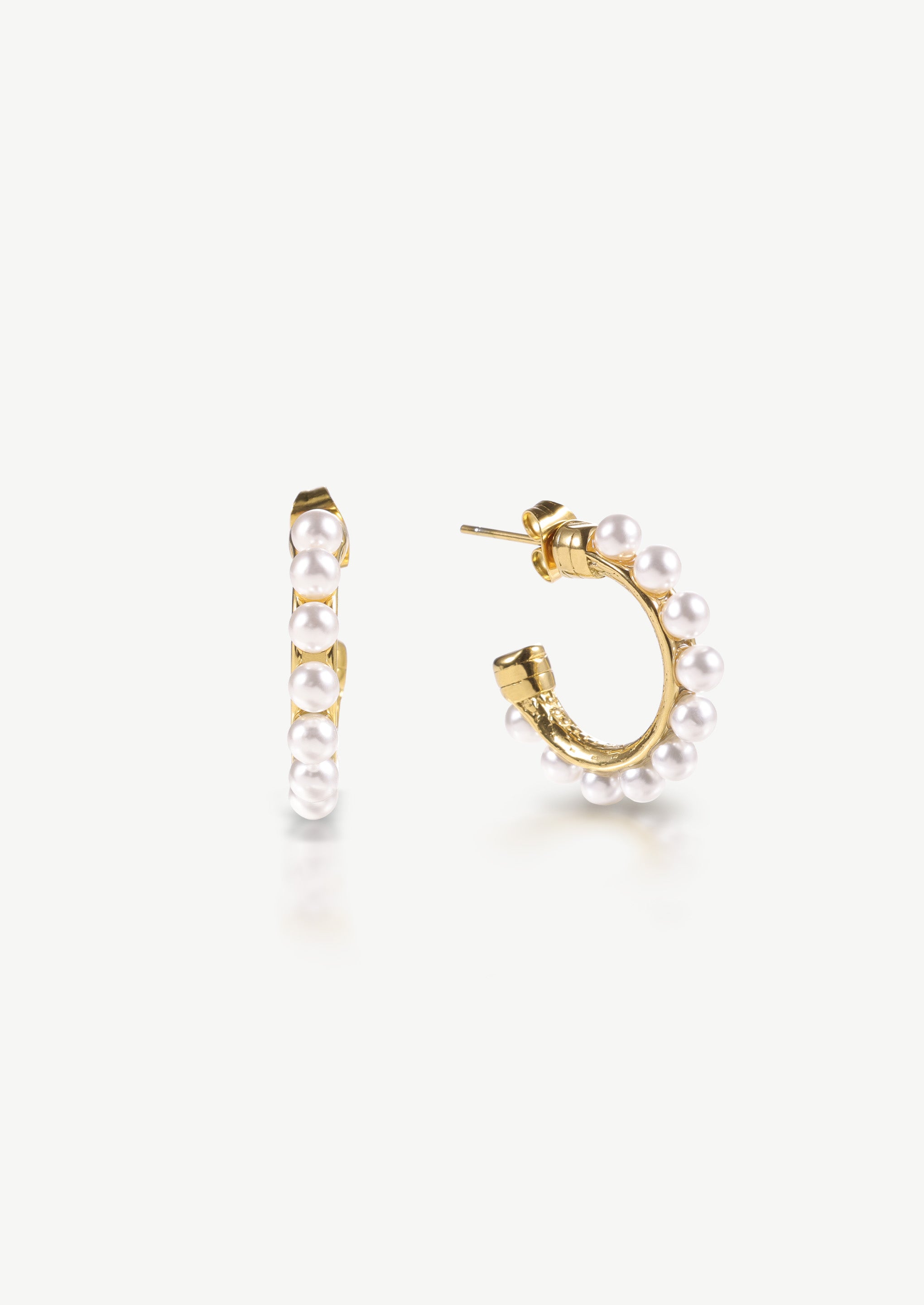 Pearl Row Hoop Earrings