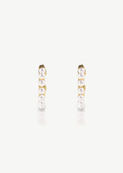 Pearl Row Hoop Earrings