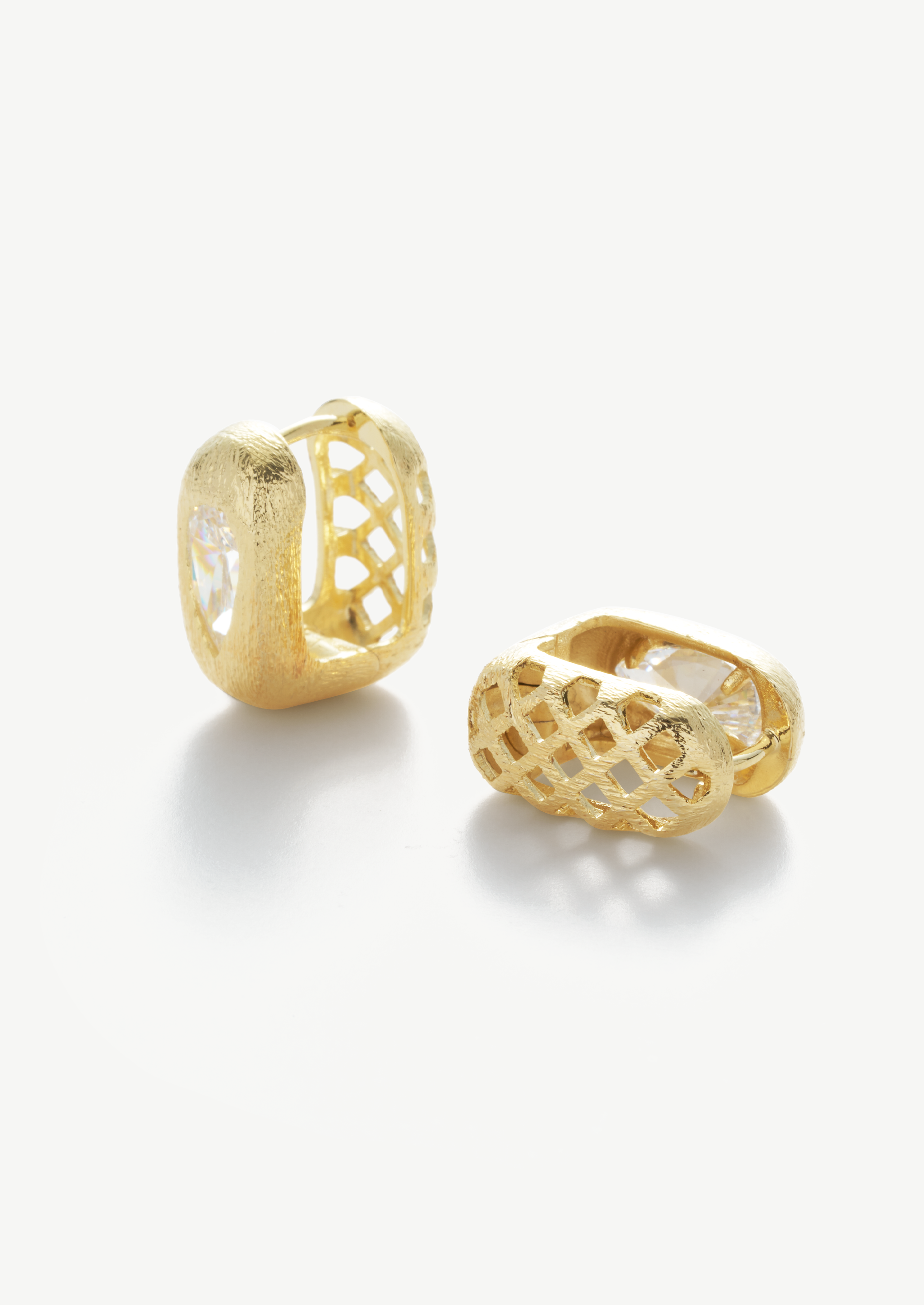 Textured Gemstone Hoop Earrings