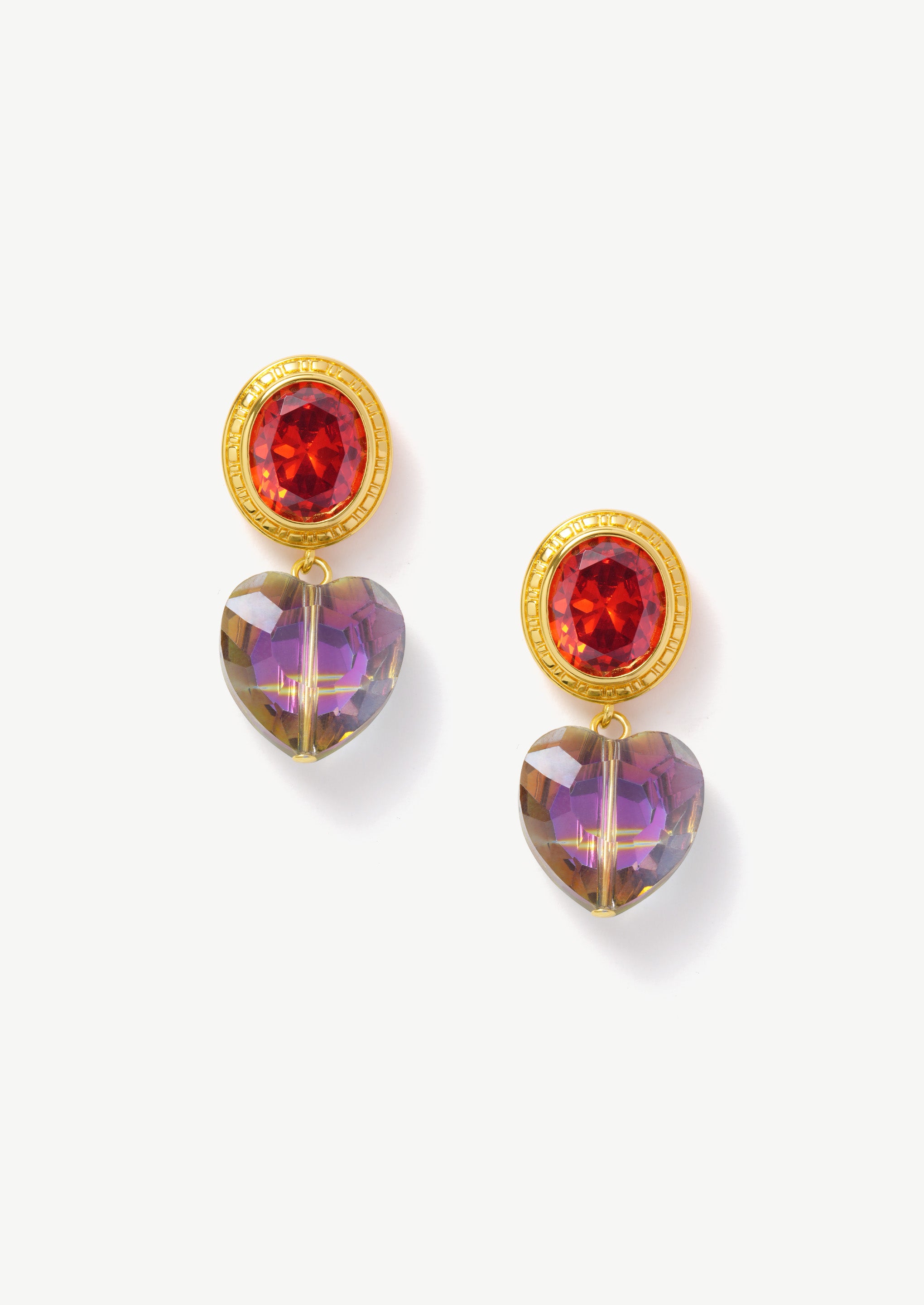 Oval Heart Drop Earrings