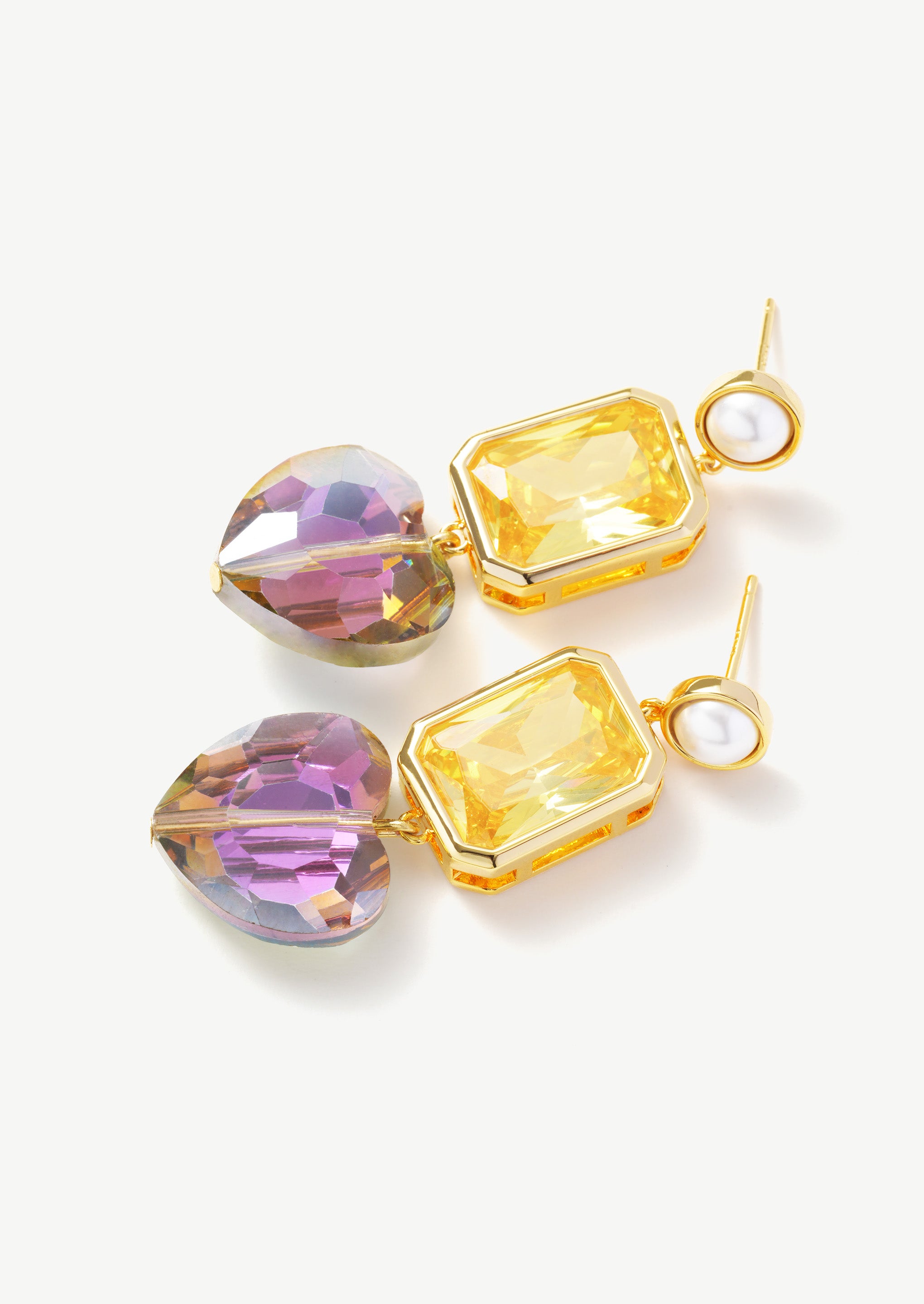 Gemstone Heart Drop Earrings