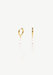 Pearl Charm Hoop Earrings