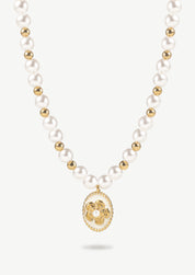 Flower Pearl Pendant Necklace