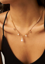 Cross Pearl Charm Necklace