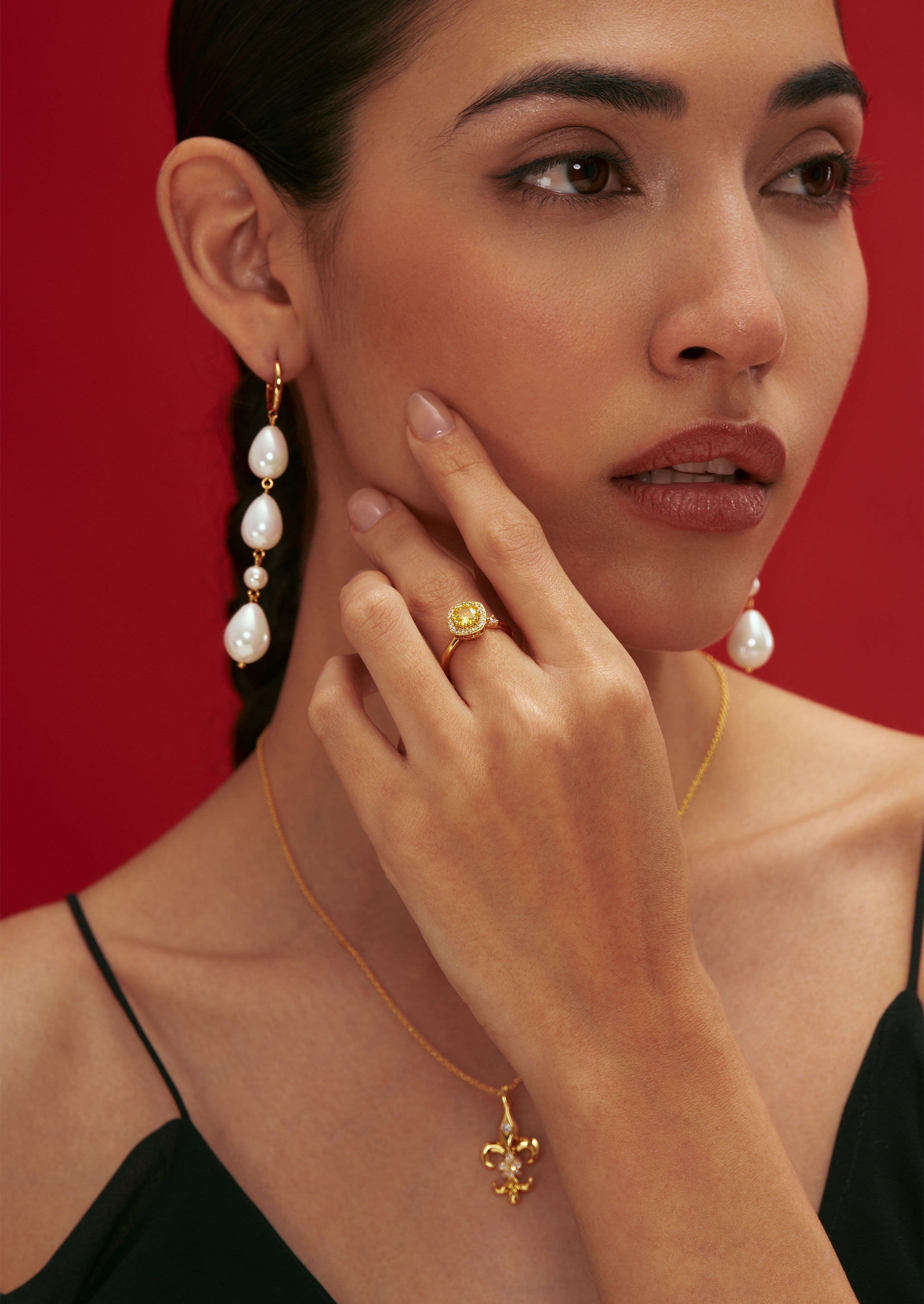 Pearl Drop Hoop Earrings