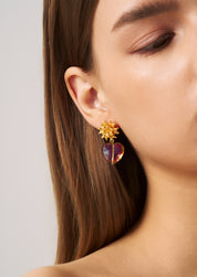 Flower Heart Drop Earrings