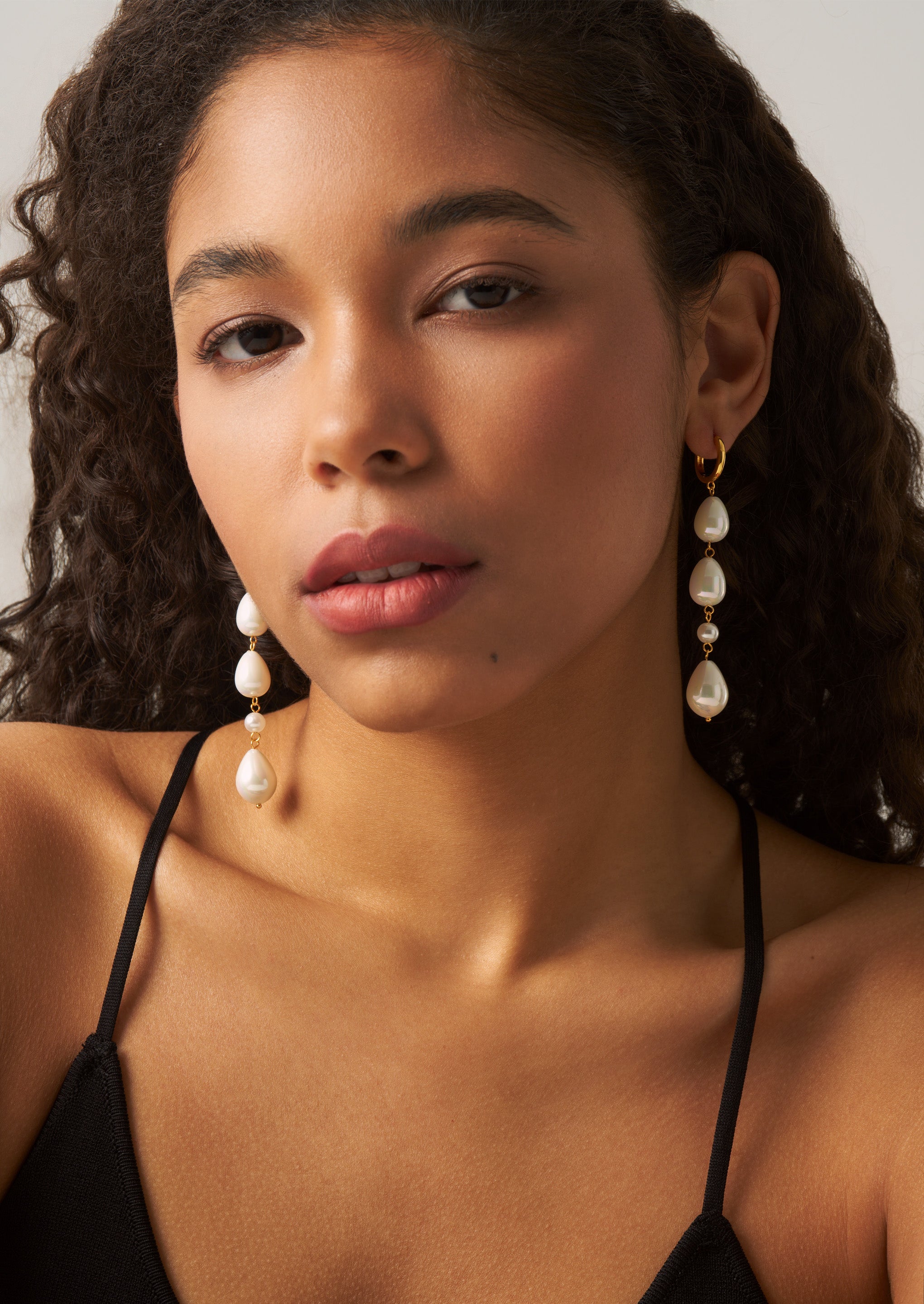 Pearl Drop Hoop Earrings