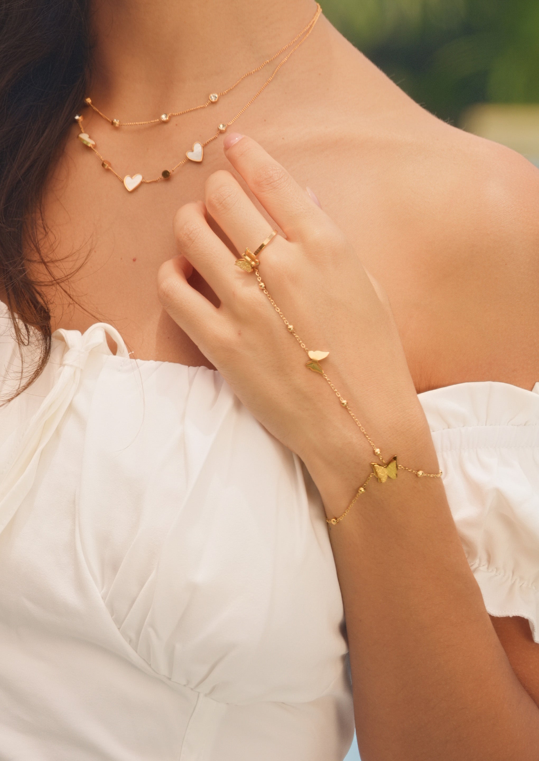 Armband-Ring-Set mit Schmetterlings-Charm 