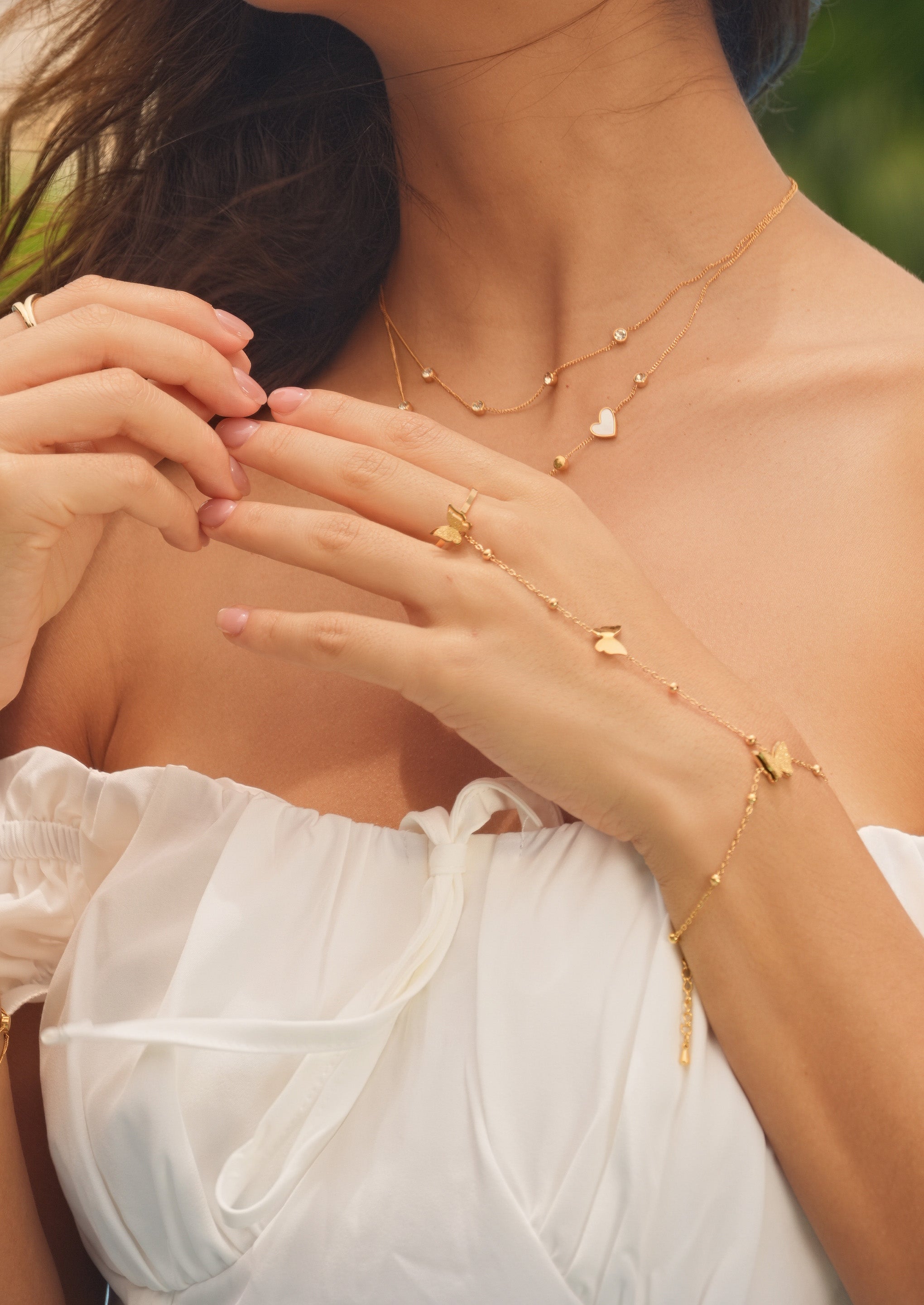 Armband-Ring-Set mit Schmetterlings-Charm 