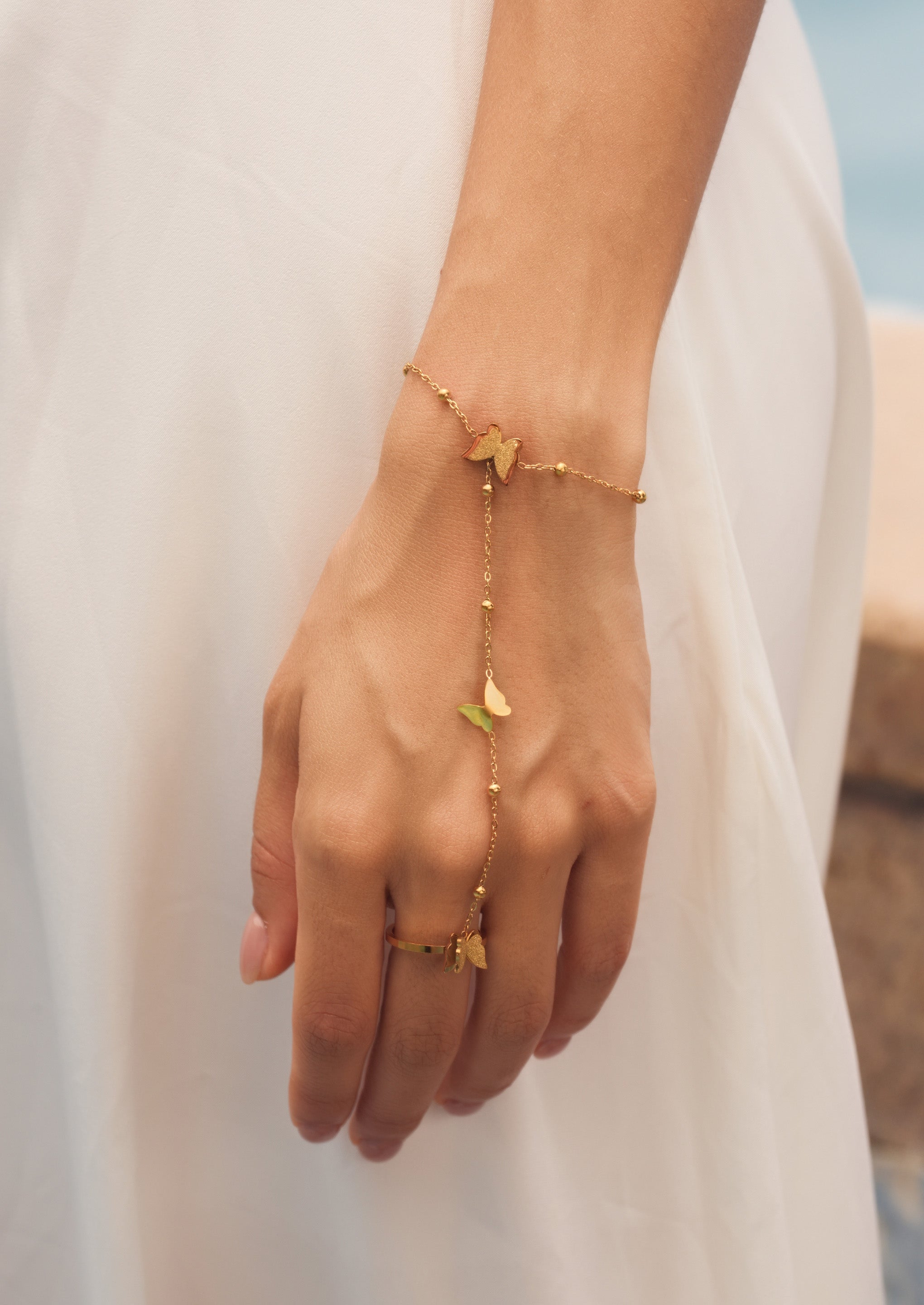 Armband-Ring-Set mit Schmetterlings-Charm 