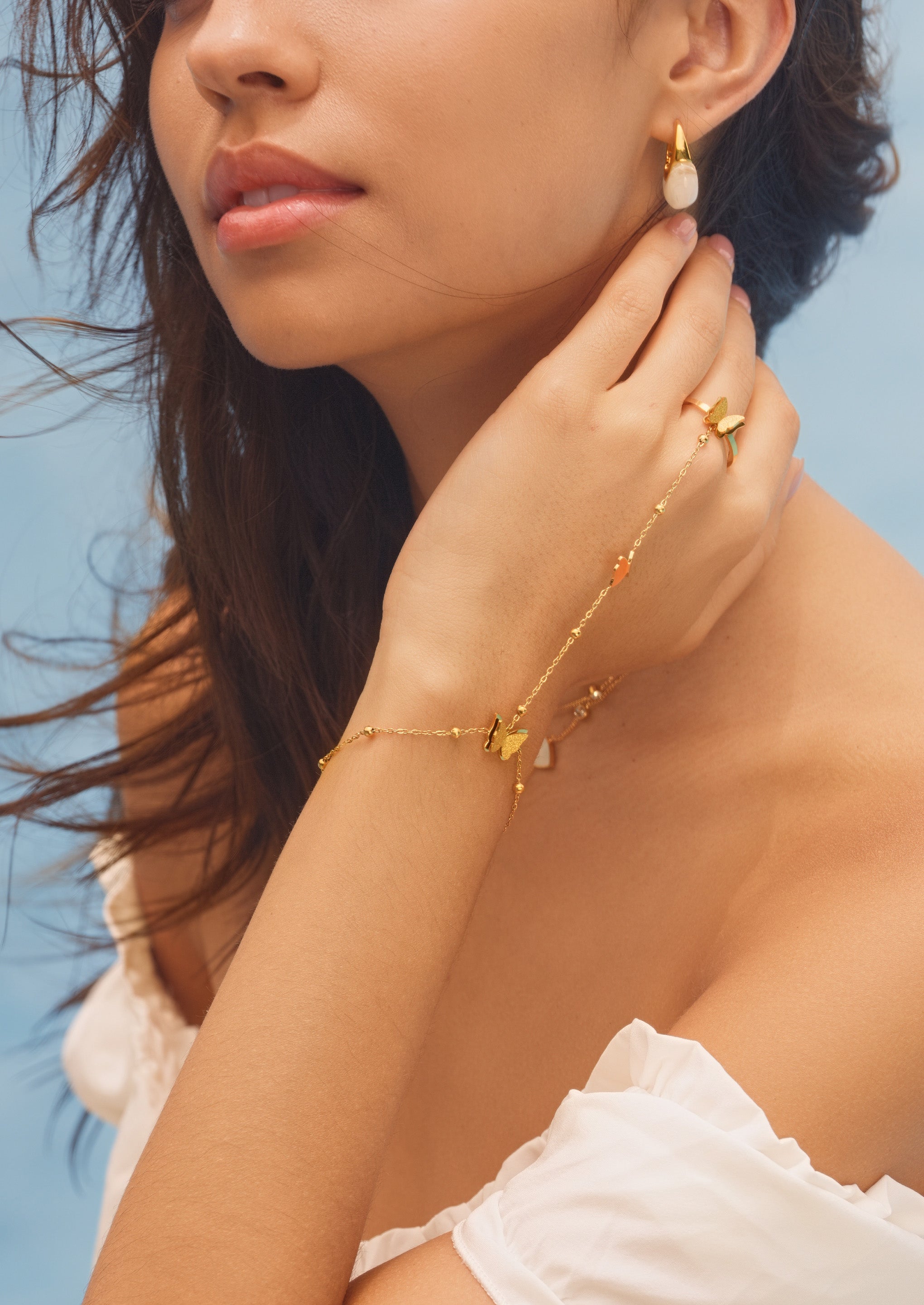 Armband-Ring-Set mit Schmetterlings-Charm 