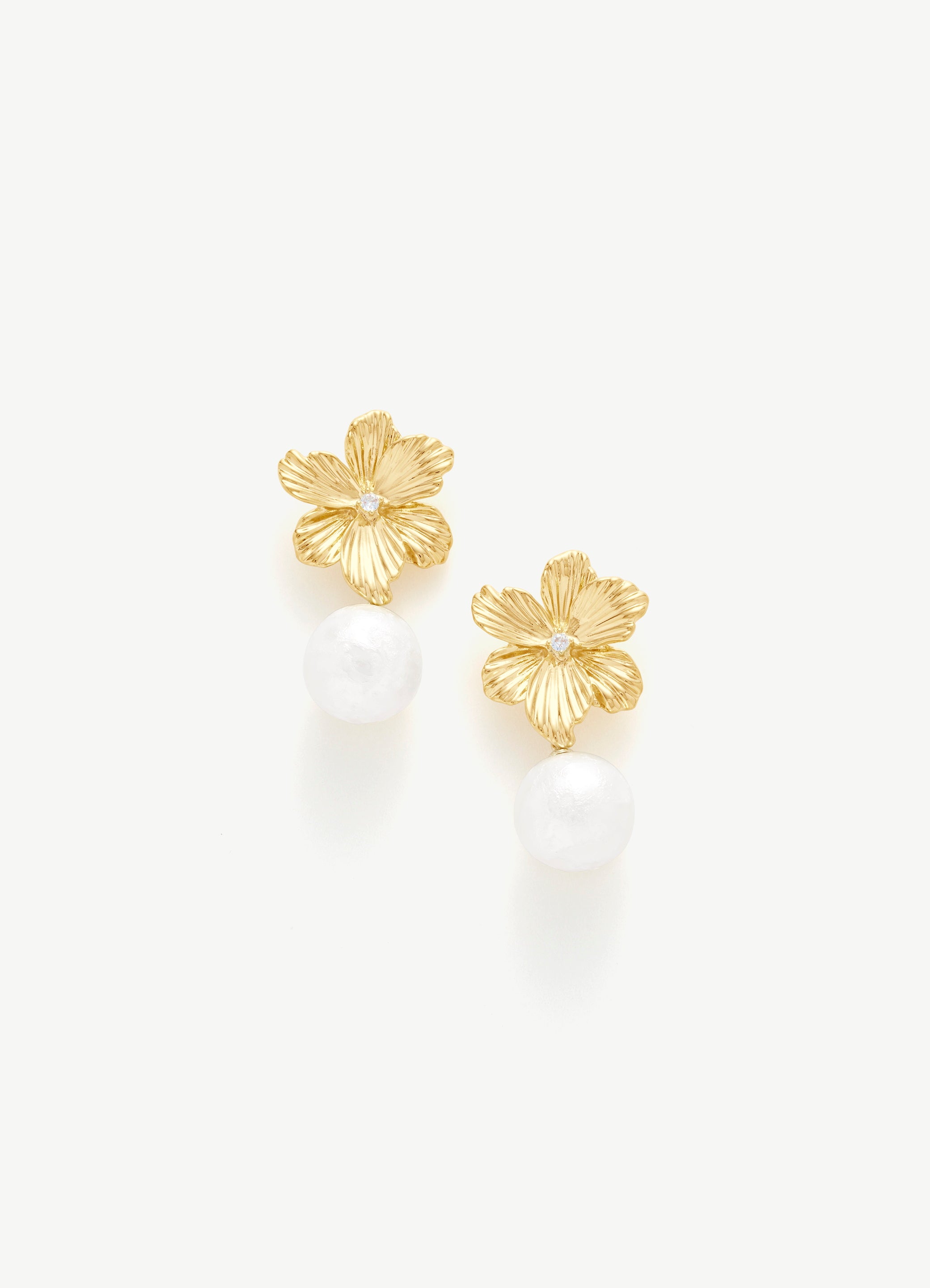 Flower Pearl Drop Earrings