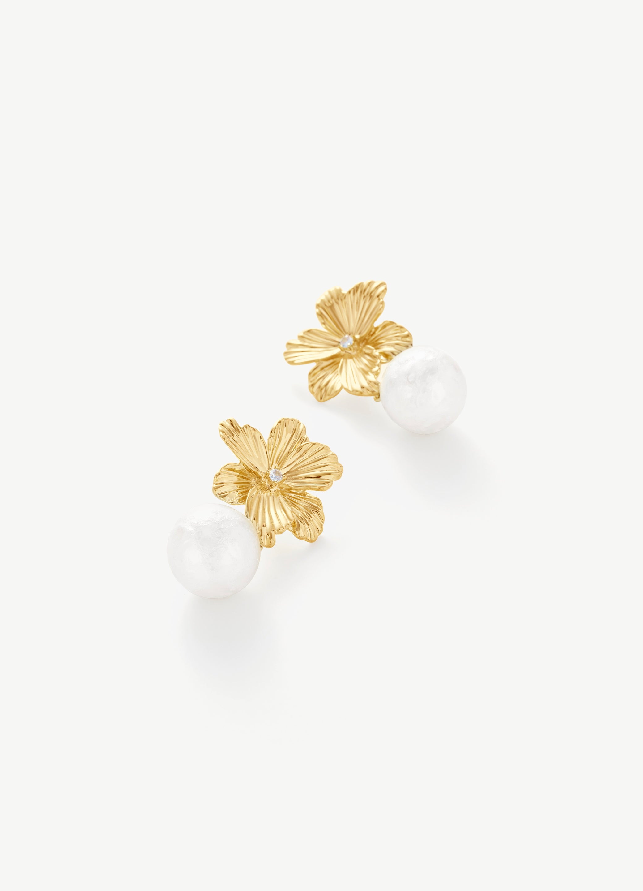 Flower Pearl Drop Earrings