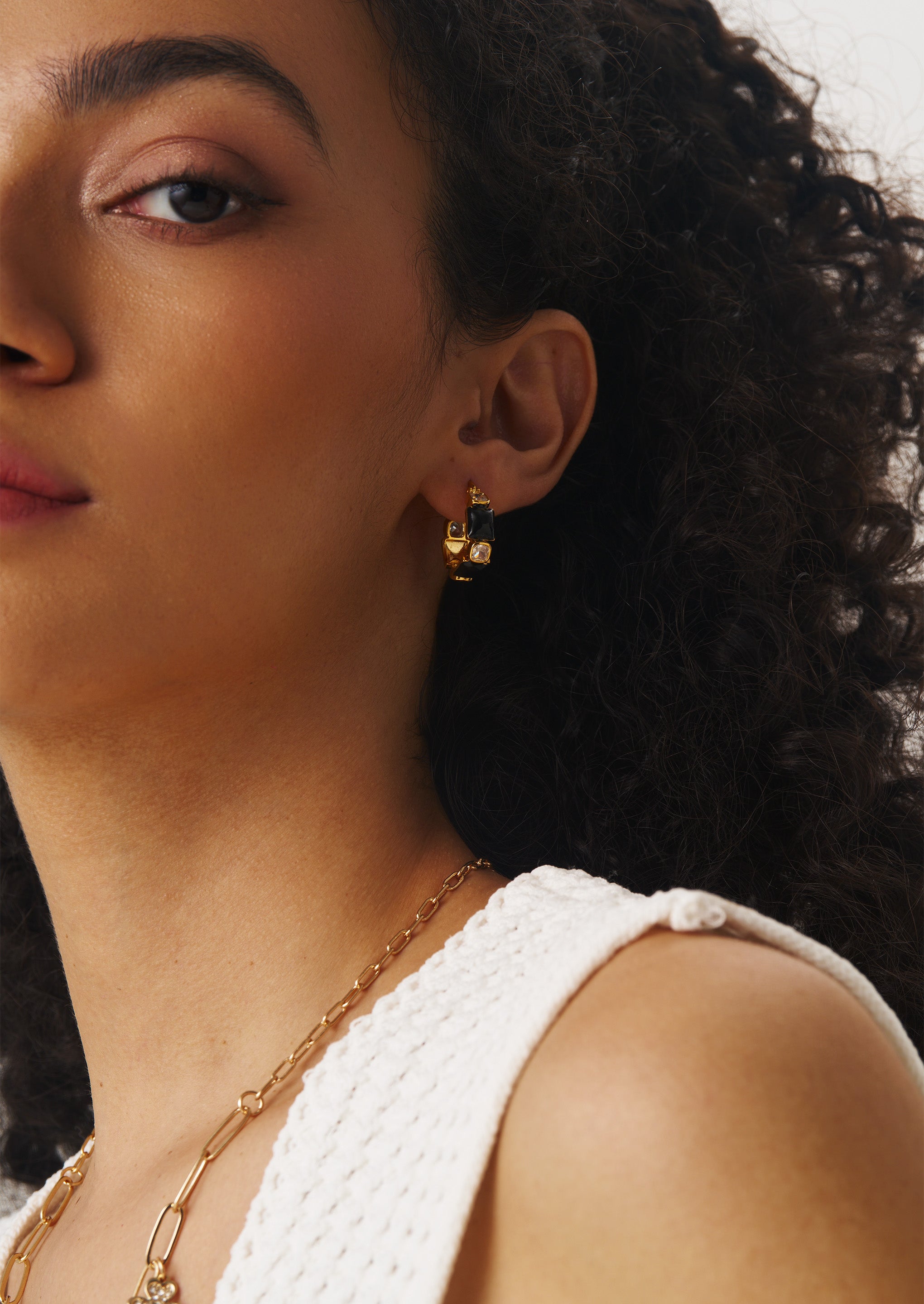 Boucles d'oreilles carrées tricolores 