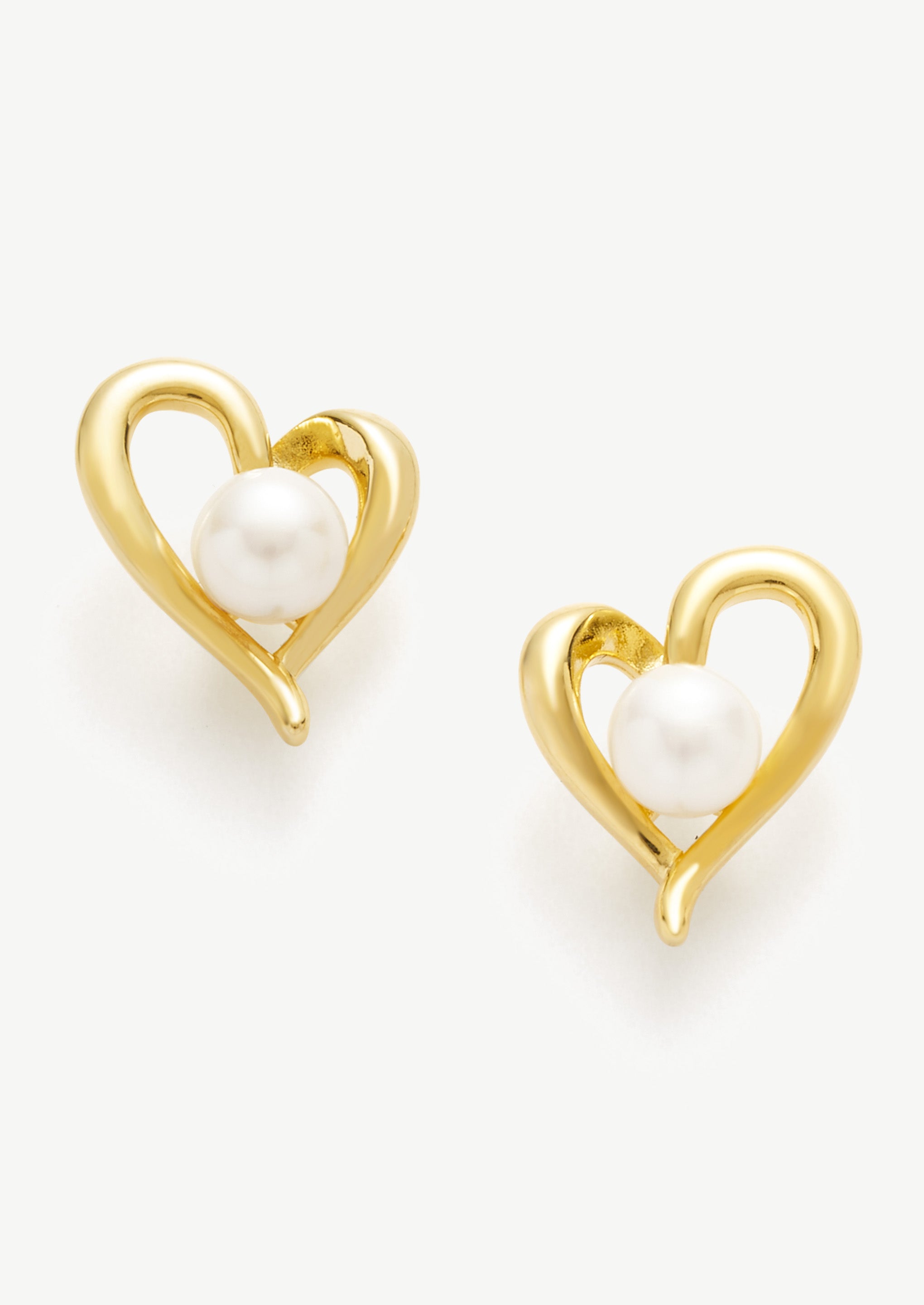 Heart Pearl Stud Earrings