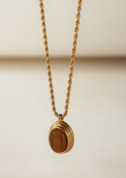 Brown Oval Pendant Necklace