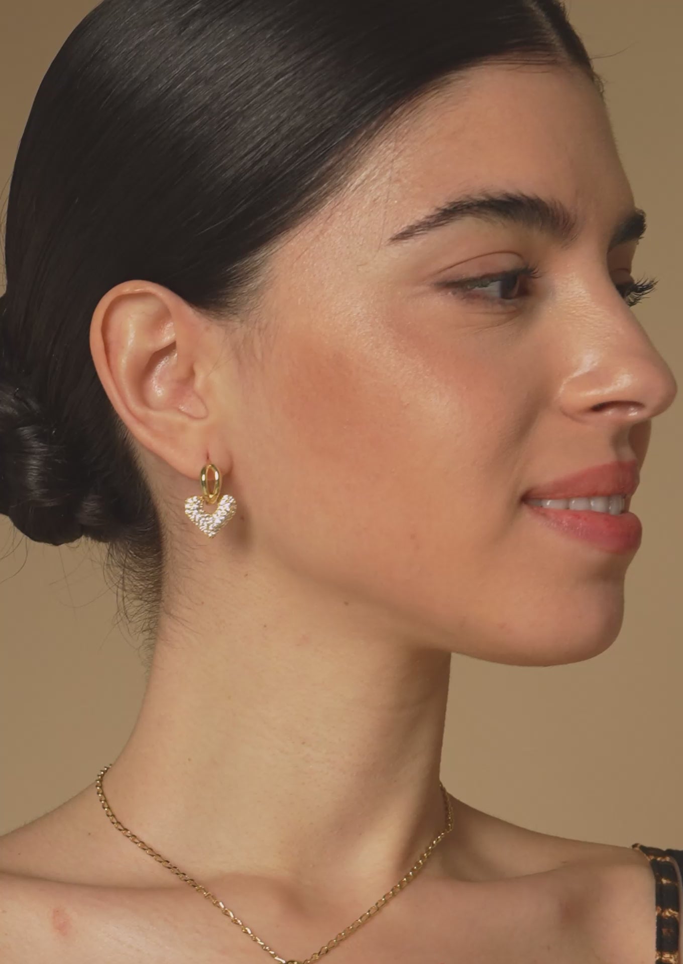 Pave Heart Hoop Earrings