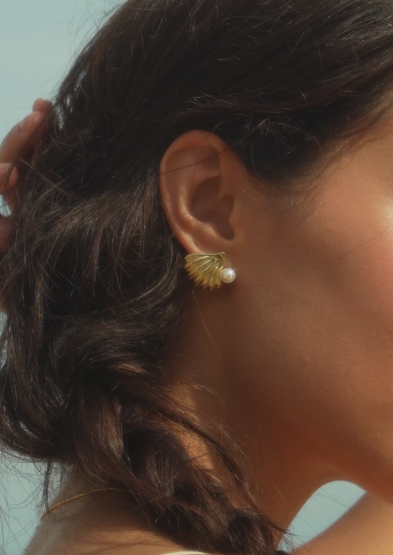 Starfish Shell Pearl Stud Earrings