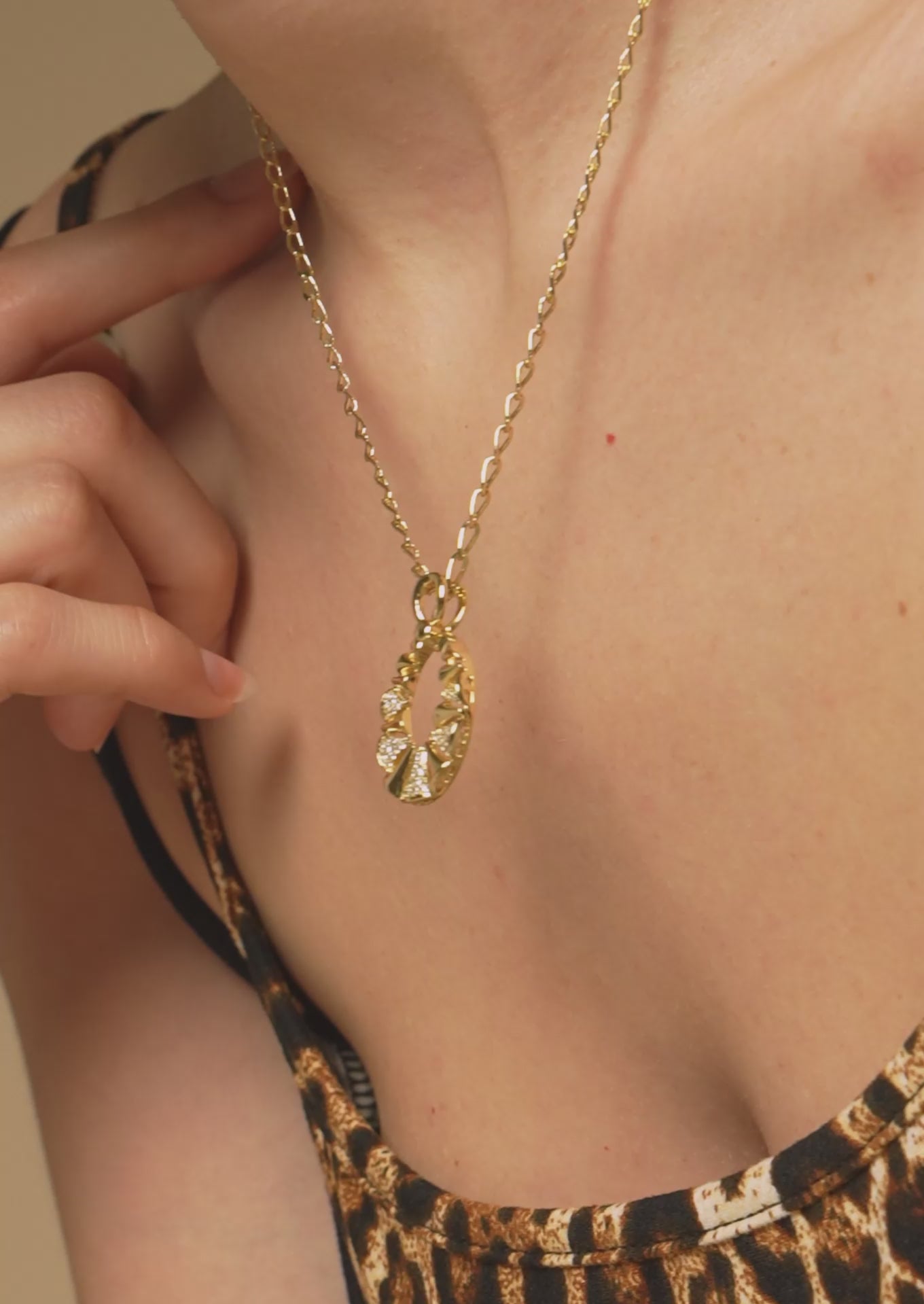 Pave Round Pendant Necklace